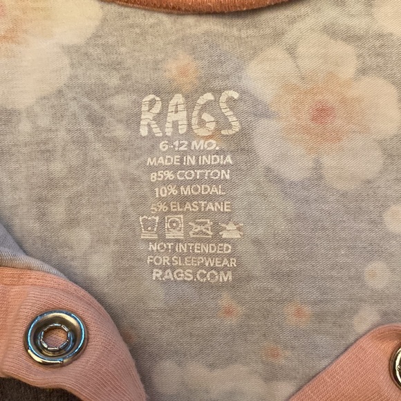 RAGS | Short sleeve Henley “Blue Poppy Floral — Coral sz 6-12 MO. EUC - Picture 3 of 4